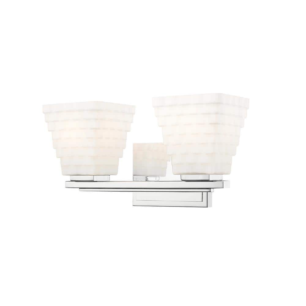 Annalise 14 in. 2 Light Chrome Vanity Light with Matte Opal Glass Shades