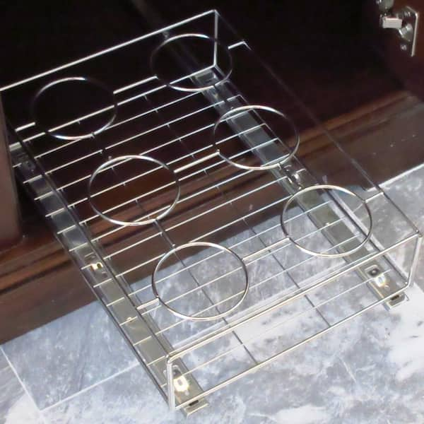 Axis International 16 in. x 11 in. Chrome Cabinet Pull-Out Bottle Organizer