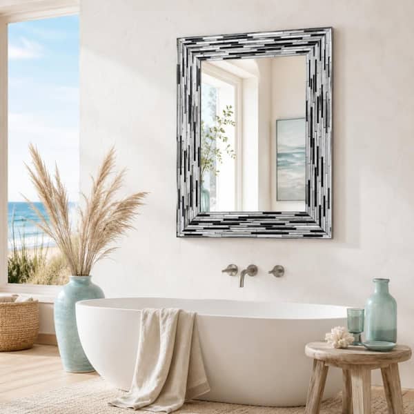 Deco Mirror 24 in. W x 30 in. H Rectangular Frameless Mosaic Tile