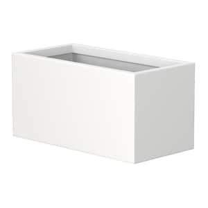 Modern 12.5 in. High Large Tall Crisp White Concrete Elongated Square Outdoor Planter Plant Pots