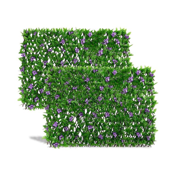 ITOPFOX 18 in. x 48 in. Expandable Faux Ivy Wood Panel Garden Fence Privacy Screen for Balcony Patio Backdrop (2-Piece)