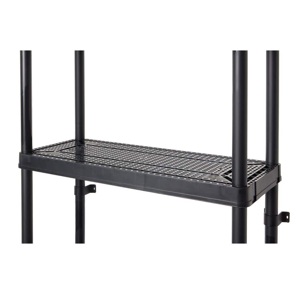 Sleek 5-Shelf Black Plastic Ventilated Storage Organizer, 32"x14"
