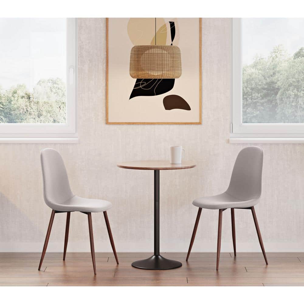 Set of 2 High-Back Gray Upholstered Parsons Dining Chairs