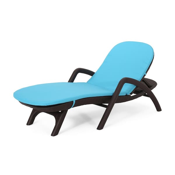 Unbranded Metal Outdoor Lounge Chair with Blue Cushion