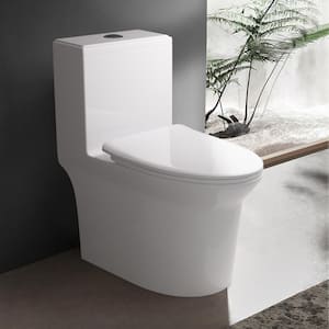 PICO 1-Piece 1.1/1.6 GPF Dual Flush Elongated Toilet in Glossy White with Soft Close Seat