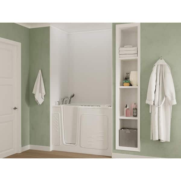 Universal Collection 30 in. L x 52 in. W Left Side Drain Combination Jetted Bathtub in White with Powered Fast Drain