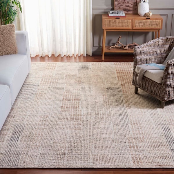 Manhattan 10 ft. x 14 ft. Beige/Ivory Distressed Striped Area Rug