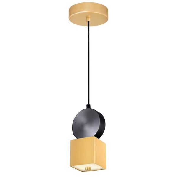 CWI Lighting Saleen 1 Light Integrated LED Mini Pendant Light With Sun Gold and Black Finish