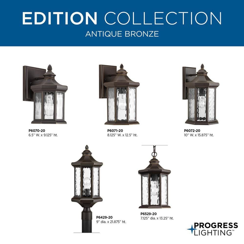 Antique Bronze 13.25" Indoor/Outdoor Hanging Lantern with Clear Glass