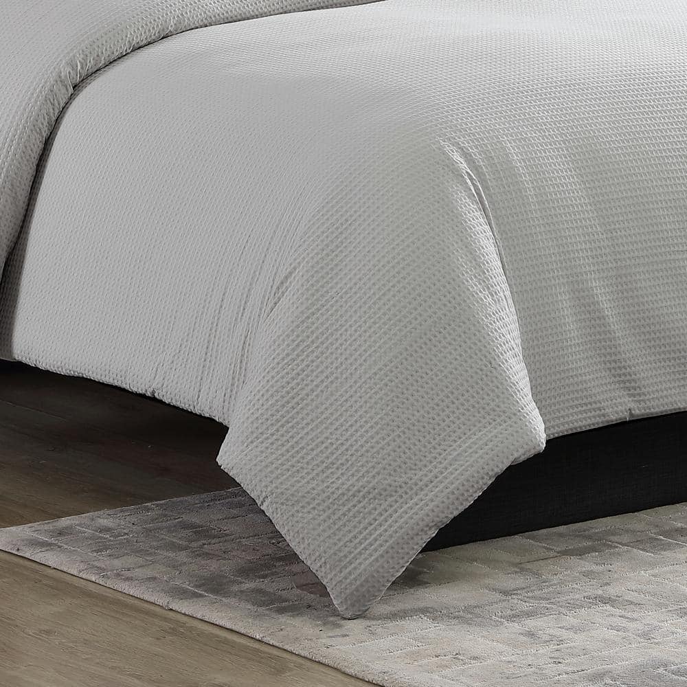 Moonlight Grey Cotton Queen Comforter Set with Reversible Shams