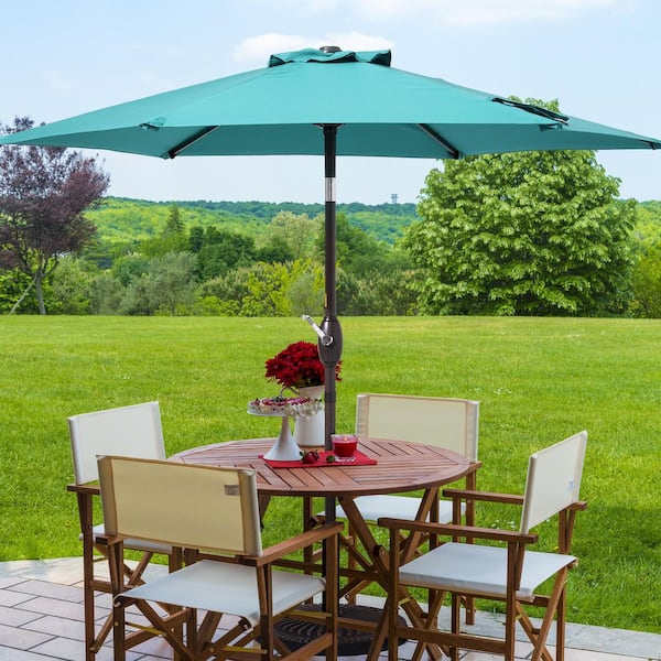 JOYESERY 7.5 ft. Patio Market Umbrellas with Crank and Tilt Button in Turquoise
