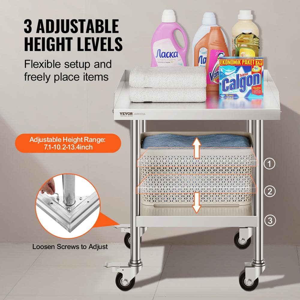 17 Stories 17 Stories Stainless Steel 24'' L x 24'' W x 30'' H Work Table