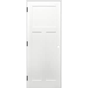 24 in. x 80 in. Craftsman Unfinished 3-Panel Solid Wood Core Primed Pine Reversible Single Prehung Interior Door