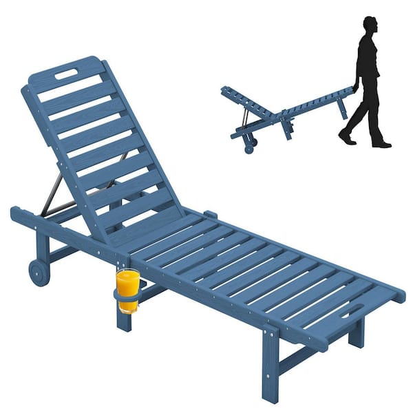 HDPE Navy 5-Level Adjustment Outdoor Lounge Chair (1-Pack)