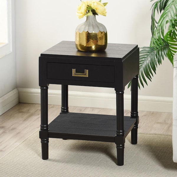 Samantha 15.75 in. Black Square MDF End Table