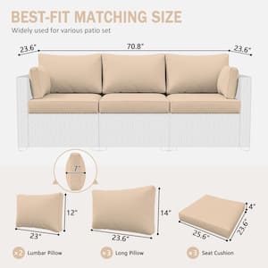 25.6 in. x 23.6 in. x 4 in. (8-Piece) Deep Seating Outdoor Lounge Chair Sofa Cushion with Lumber Pillow Cushion Sand