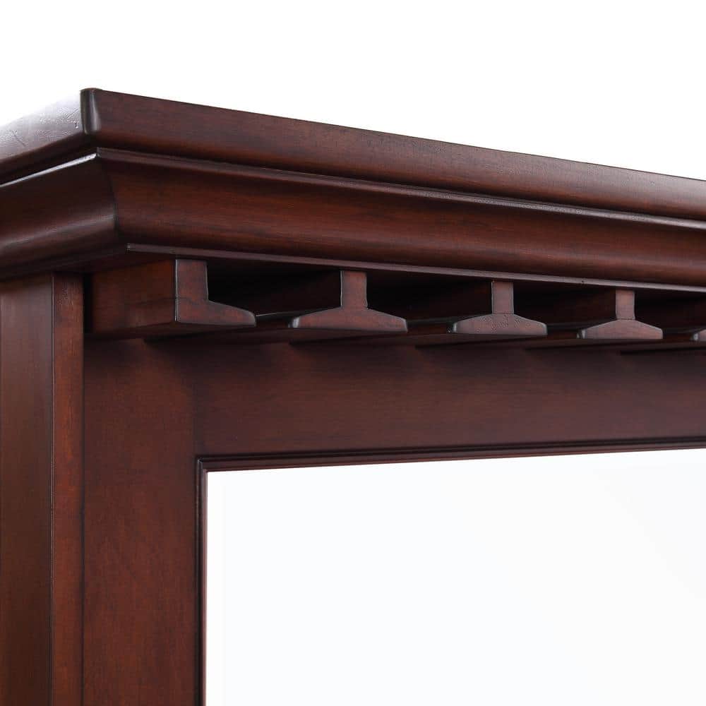 Elegant Seville Walnut Full-Length Bar Mirror with Stemware Storage