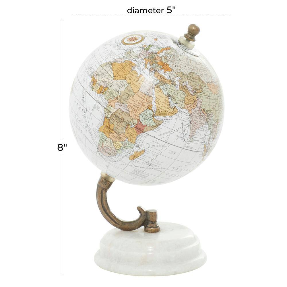 5" White Globe with White Marble Base Tabletop Decor