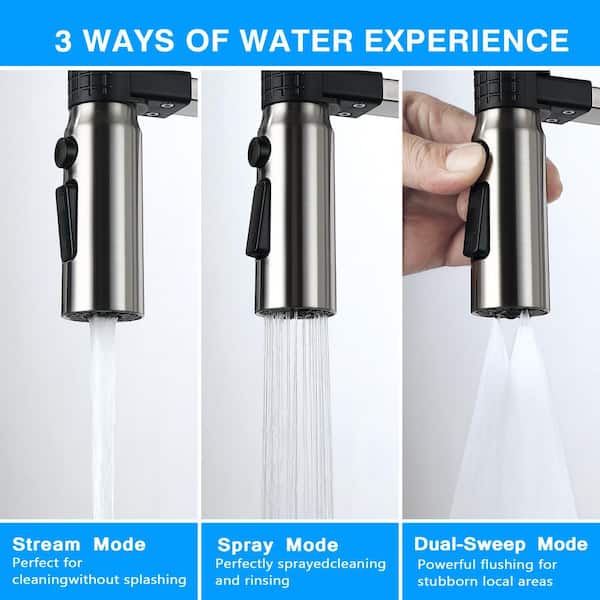 Magnetic 22 in. Single Handle Pull Down Sprayer Kitchen Faucet with Magnetic Spray 360° Spout Swivel in Brushed Nickel