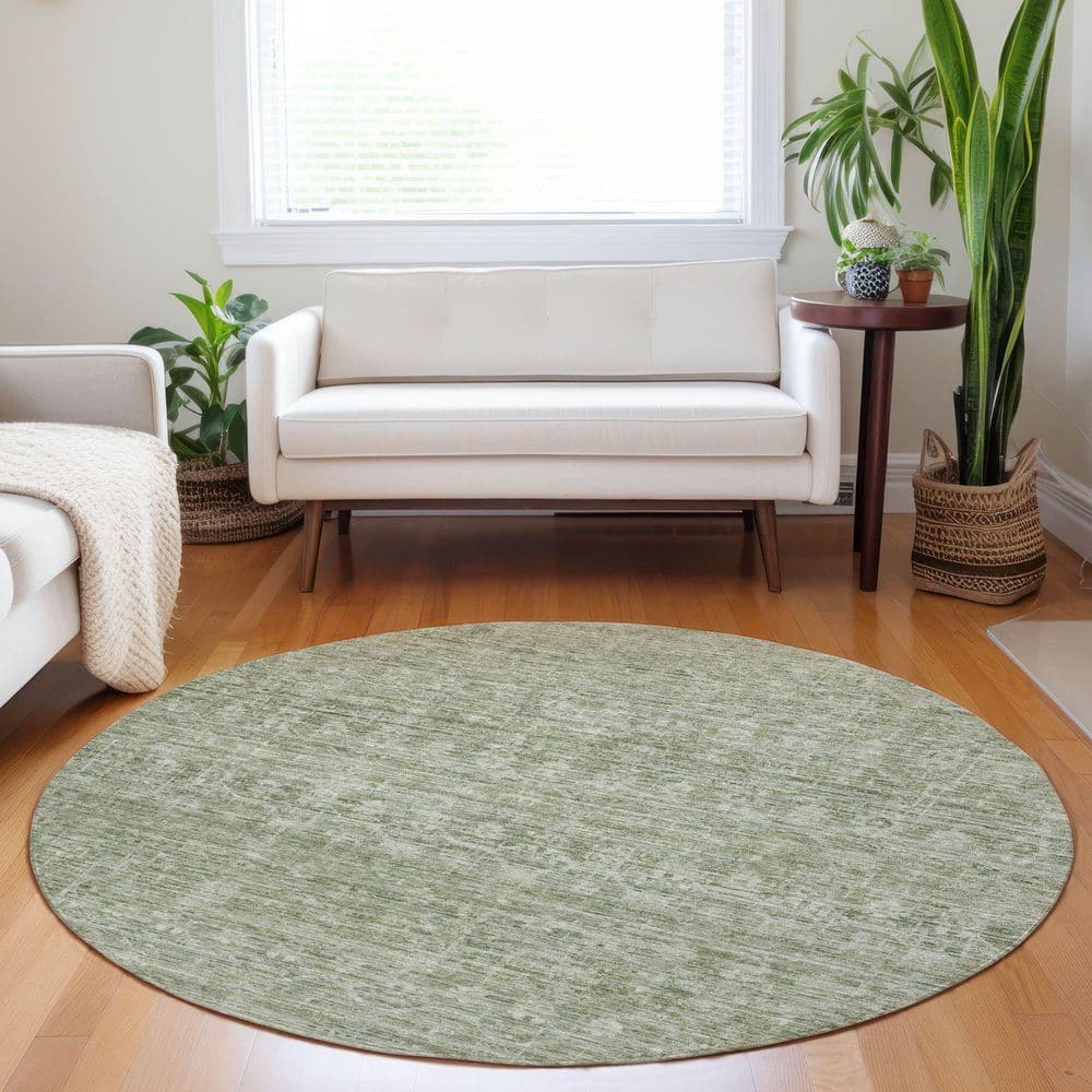 Chantille Machine Washable Indoor/Outdoor Abstract ACN1746 Sage 8 ft. x 8 ft. Round Rug price history on PriceWatchPro