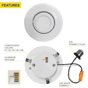 4 in. LED White Adjustable Retrofit Recessed Housing 5 CCT 2700K-5000K IC Rated Remodel Dimmable E26 Connector (24-Pack)