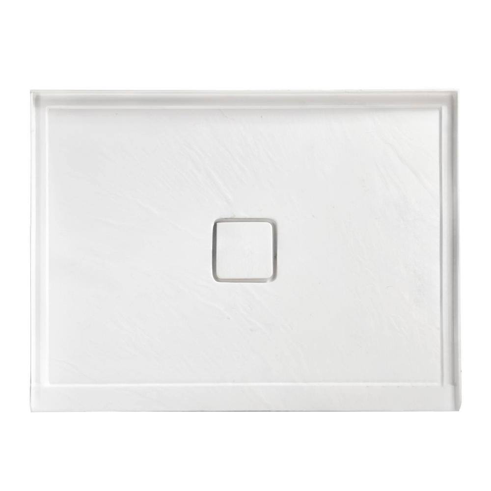 48 in. L x 32 in. W Single Threshold Rectangular Alcove Shower Pan Base in Textured White Slate Finish with Center Drain price history on PriceWatchPro