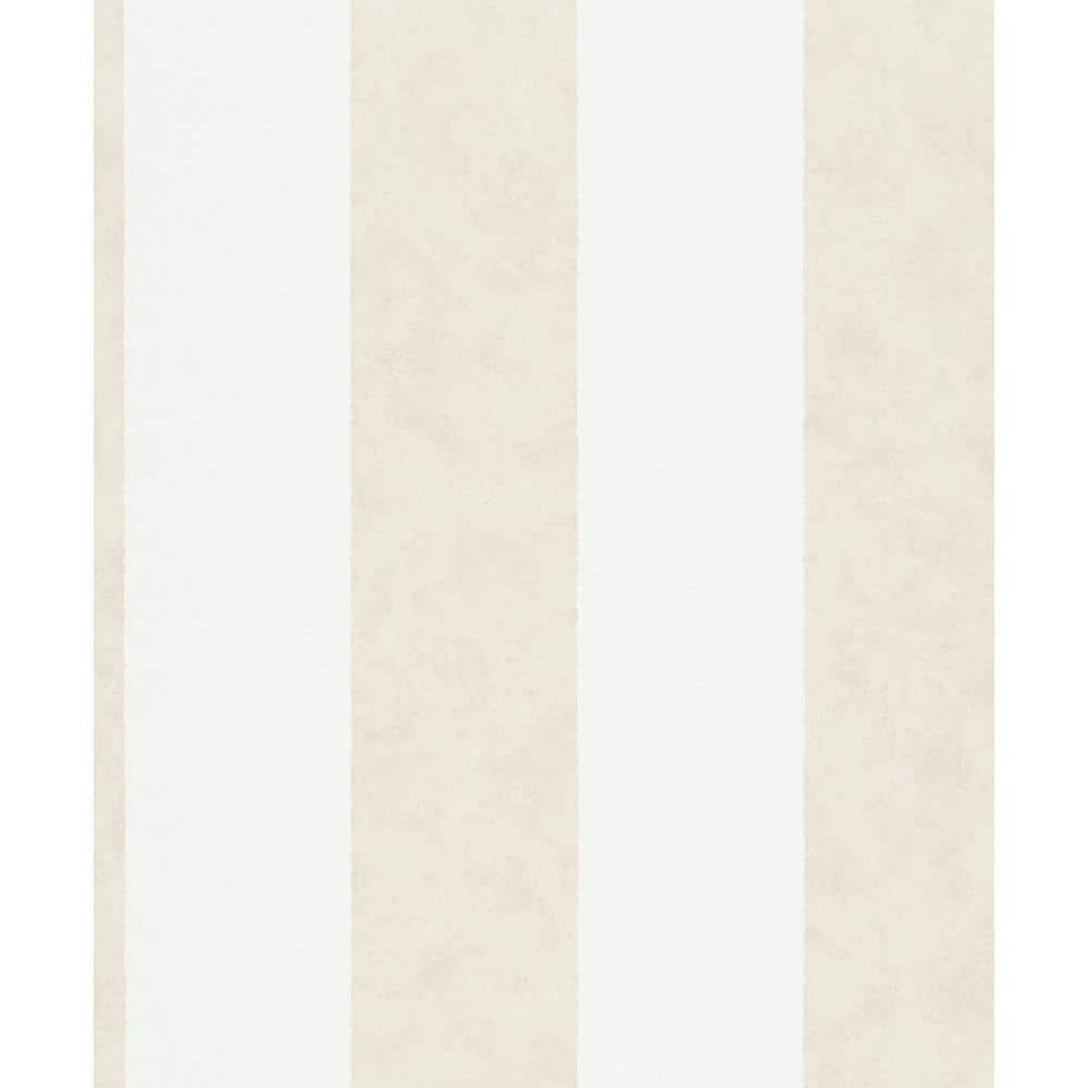 Flora Collection White Thick Stripe Matte Finish Non-Pasted Vinyl on Non-Wo
