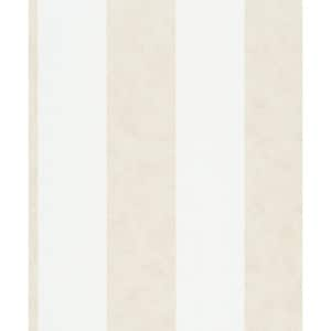 Flora Collection White Thick Stripe Matte Finish Non-Pasted Vinyl on Non-Woven Wallpaper Roll