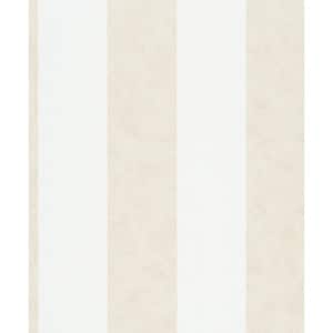 Flora Collection White Thick Stripe Matte Finish Non-Pasted Vinyl on Non-woven Wallpaper Sample
