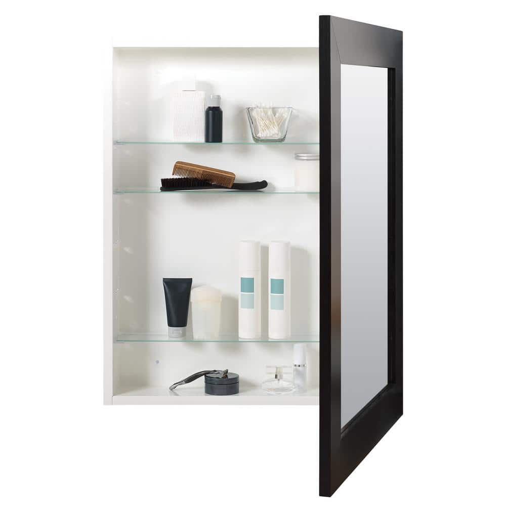 Zenna Home 24 5 8 In W X 30 5 8 In H Framed Black Recessed Surface   Black Medicine Cabinets With Mirrors Ezrs2430h 64 1000 