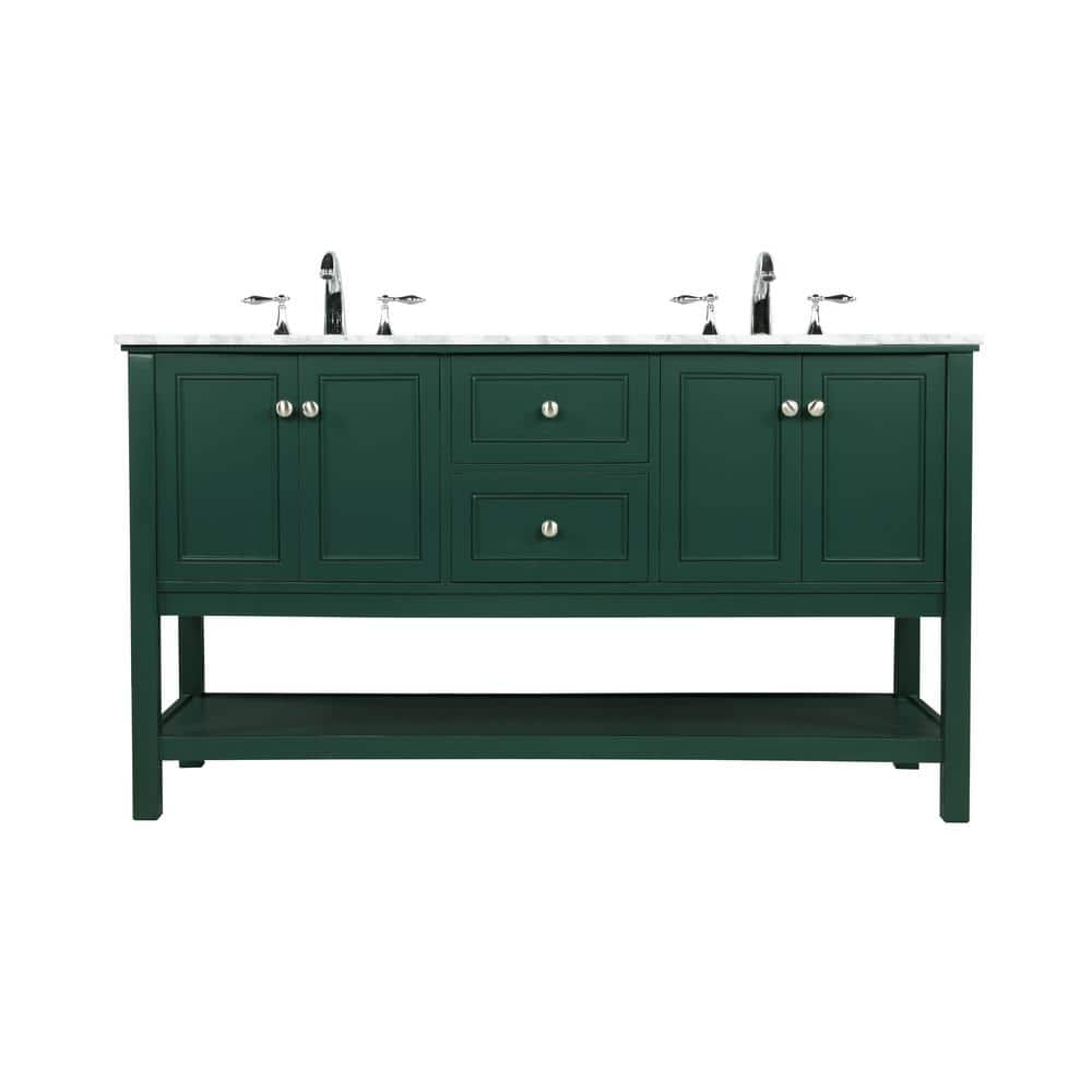 Simply Living 60 in. W x 22 in. D x 34 in. H Bath Vanity in Green with Carr