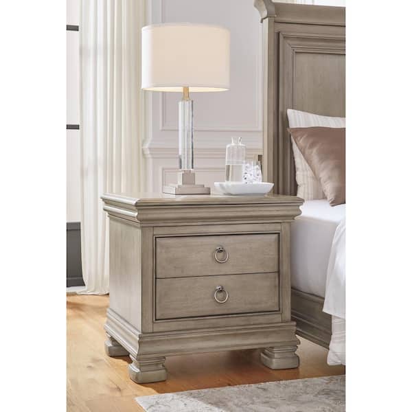 Signature DESIGN BY ASHLEY Lexorne Gray 3 Drawer 28 in. W Nightstands