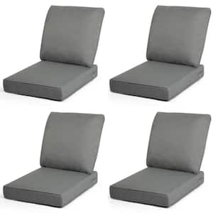 24 in. x 24 in. 4-Pieces Outdoor Dining Chair Cushion with Back in Dark Gray