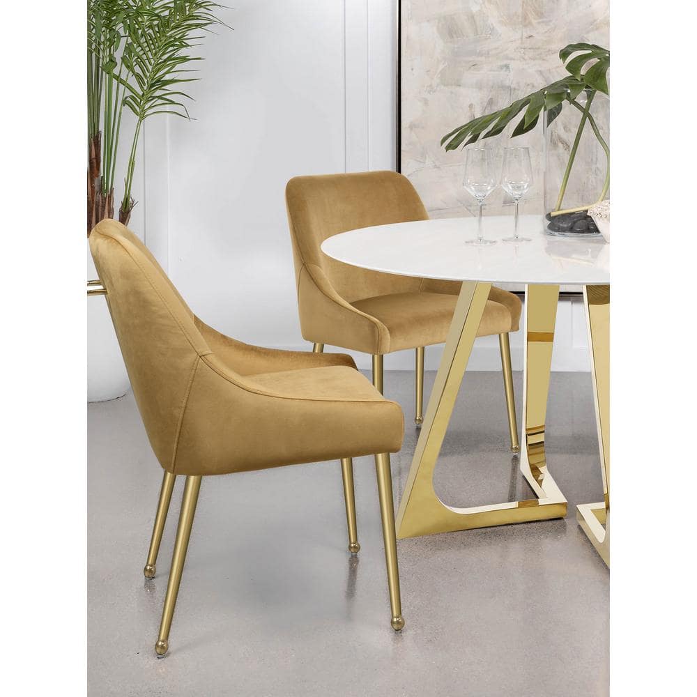 Navy Velvet Parsons Side Chair with Gold Metal Legs