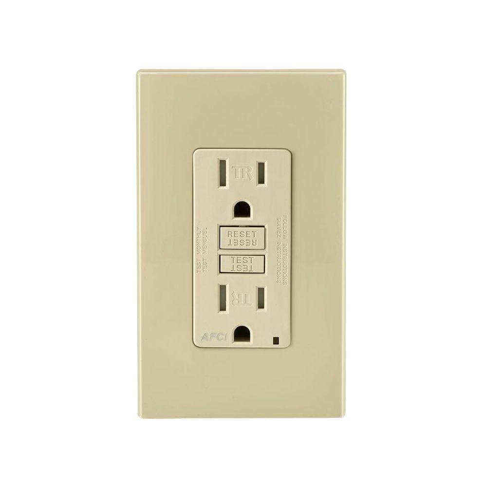 Leviton 15 Amp Tamper Resistant AFCI Outlet, Ivory