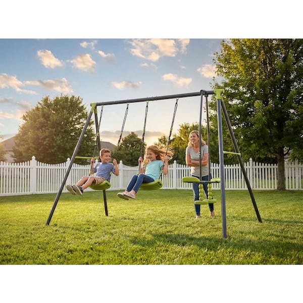 【Necessary or Unnecessary】 HALF SWING Ⅲ Siavonce Interesting Triple Children Metal Safe Swing Set 440 lbs