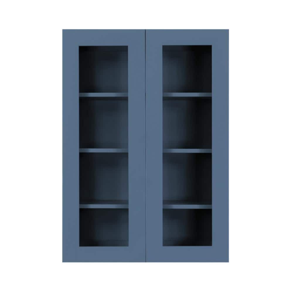 Lancaster Blue Plywood Shaker Stock Assembled Wall Glass-Door Kitchen Cabinet 36 in. W x 12 in. D x 42 in. H price history on PriceWatchPro