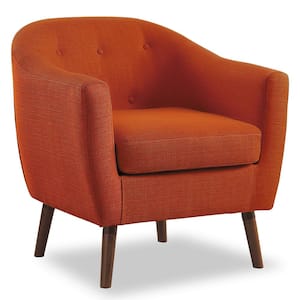 Lucille Collection Orange Living Room Bedroom Barrel Accent Arm Chair