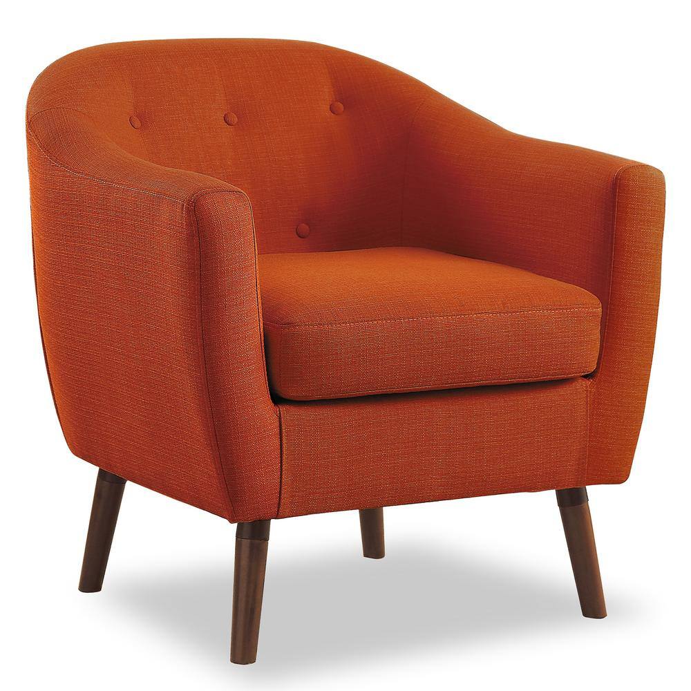 Lucille Collection Orange Living Room Bedroom Barrel Accent Arm Chair