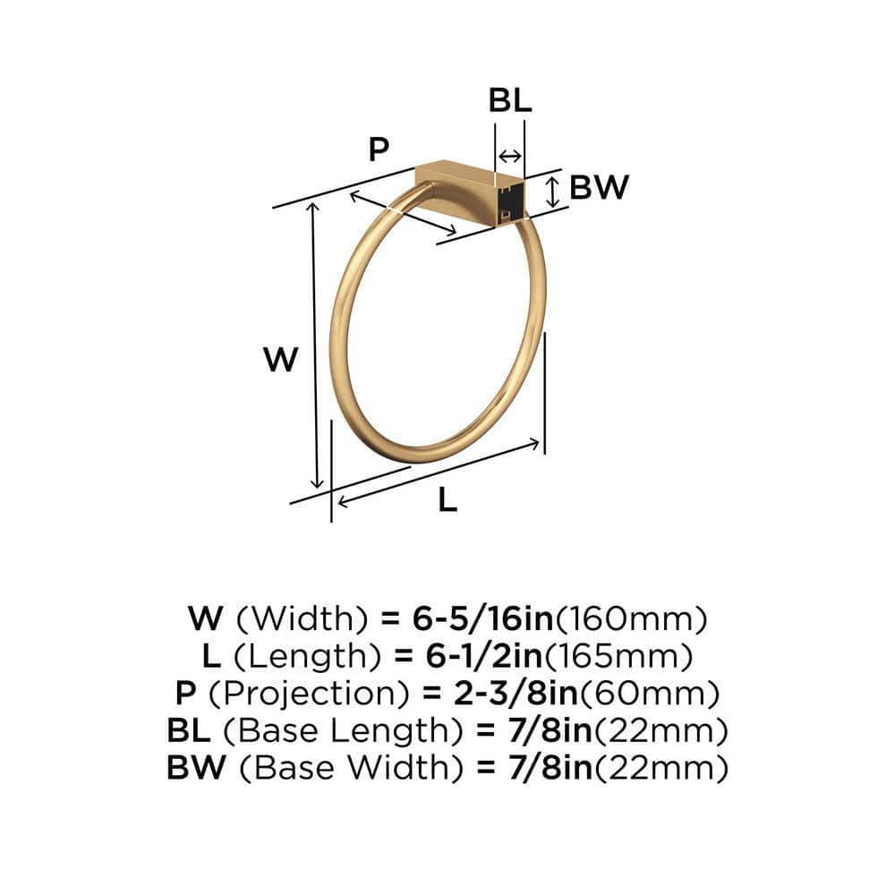 Champagne Bronze Modern Square Wall Mounted Towel Ring