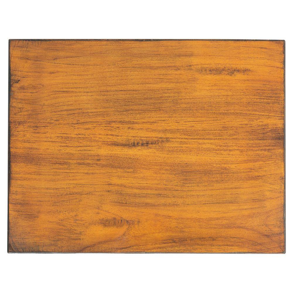 Eris Traditional Brown Wood and Black Metal Accent Table with Storage
