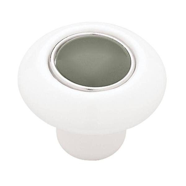 Liberty 1-1/2 in. White with Sage Insert Cabinet Knob