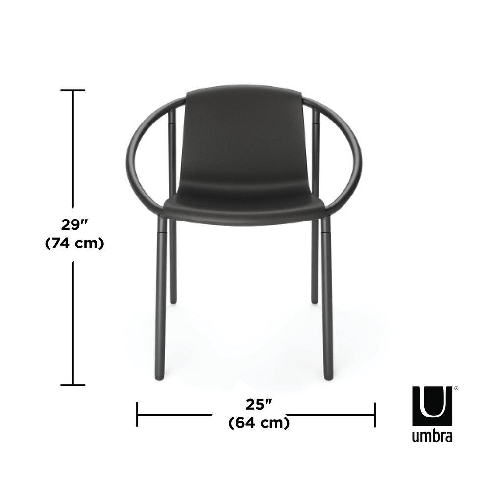 ErgoStack Black Metal and Wood Composite Outdoor Lounge Chair