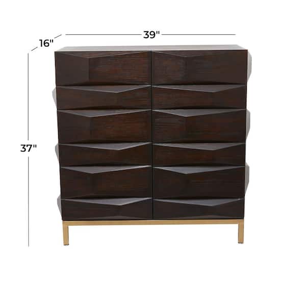 39 in. W Brown Wood 1 Shelf and 2 Doors Geometric Cabinet