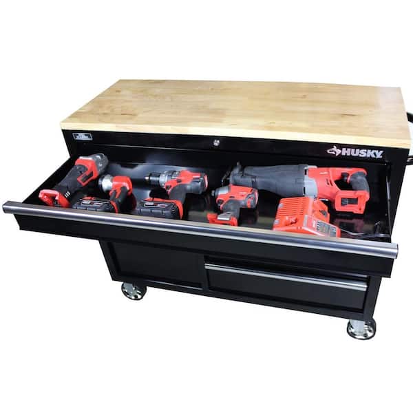 Husky Heavy-Duty 46 in. 8-Drawer Mobile Workbench with 1 in. Solid