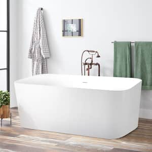 59 in. x 29 in. Acrylic FlatBottom Rectangular Soaking Not Whirlpool Bathtub Overflow and Drain Included in White