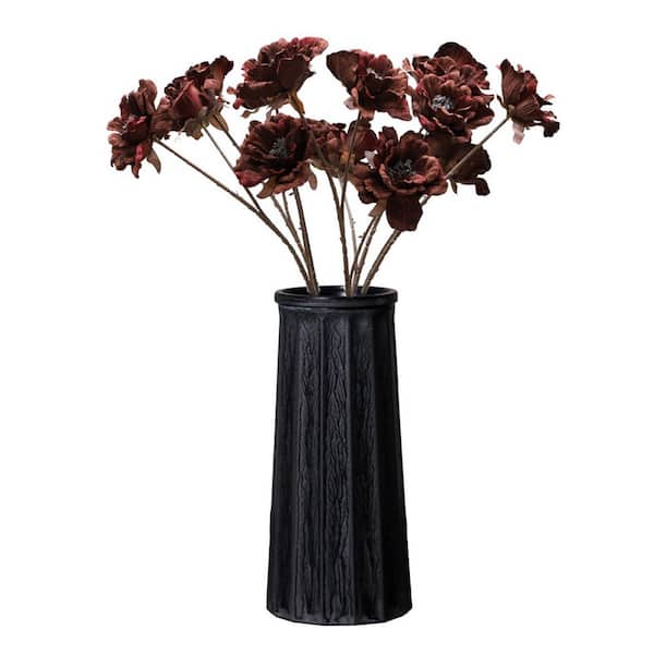 10 in black glass vintage vase.