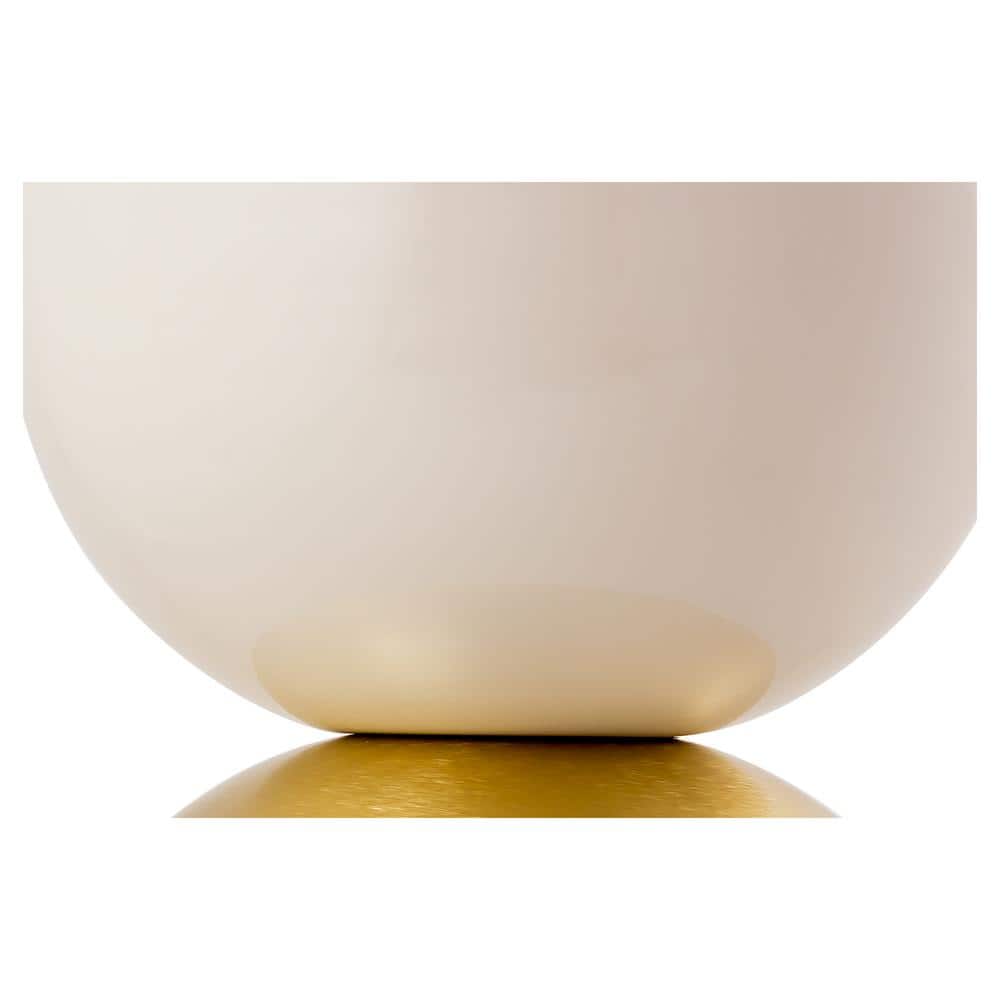 Gold and Ivory Round Iron Side Table, 12 x 24.75 in.