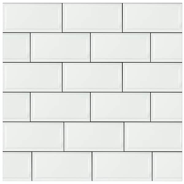 Merola Tile Hemline White 6 in. x 12 in. Ceramic Subway Wall Tile (11.7 sq. ft. / case)