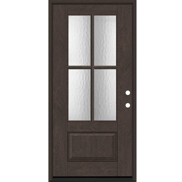 Steves & Sons Regency 36 in. x 80 in. 3/4 Lite 4 SDL Oasis Decorative Glass LHIS Prefinished Hickory Fiberglass Prehung Front Door